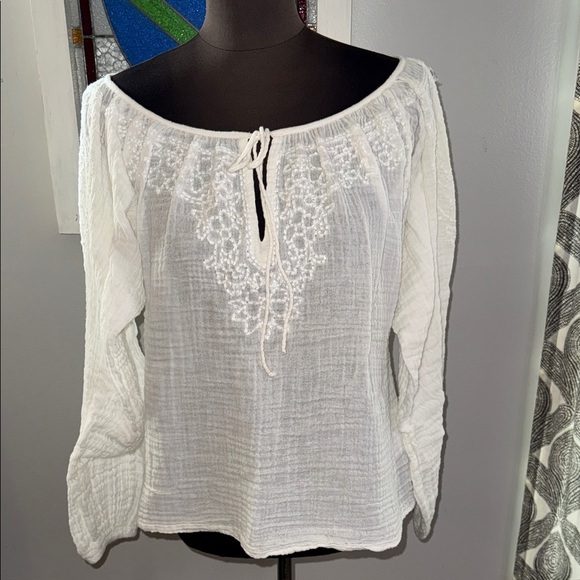 Mes Demoiselles Gauzy 100% Cotton Embroidered Bohemian Top SZ 38 - Picture 1 of 9
